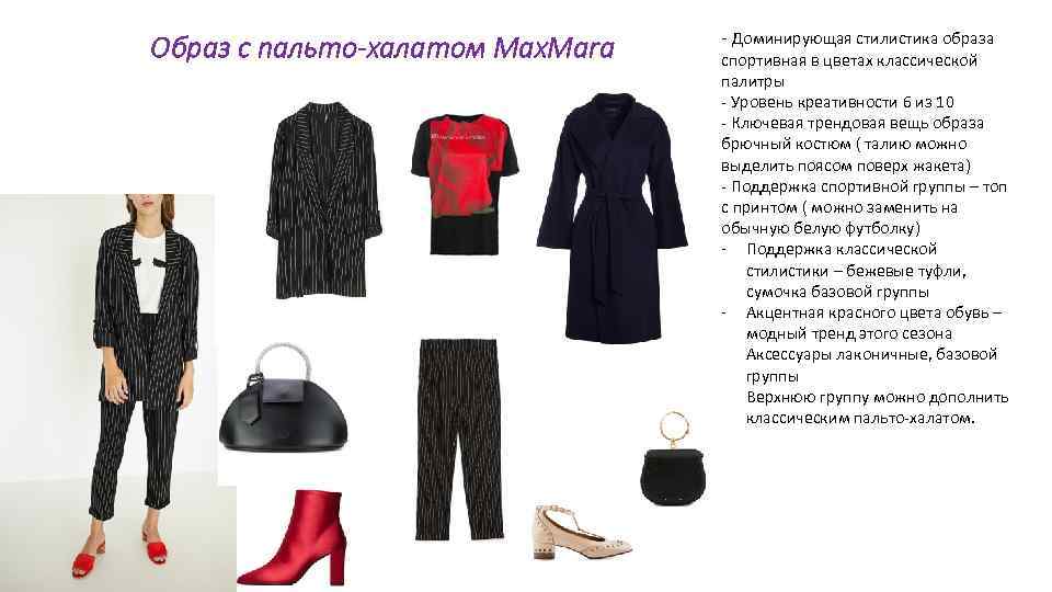 Образ с пальто-халатом Max. Mara - Доминирующая стилистика образа спортивная в цветах классической палитры