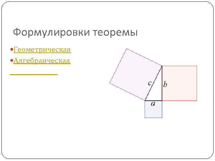 Формулировки теоремы Геометрическая Алгебраическая 