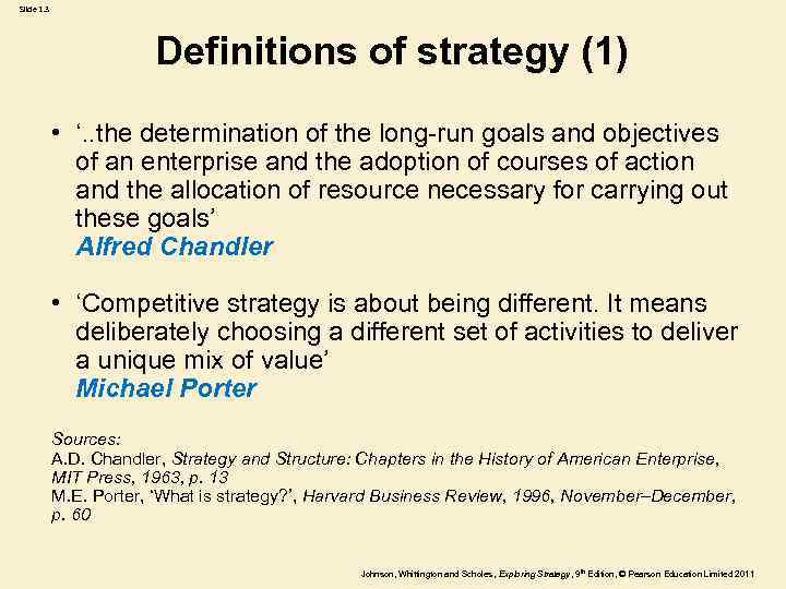 Slide 1. 3 Definitions of strategy (1) • ‘. . the determination of the