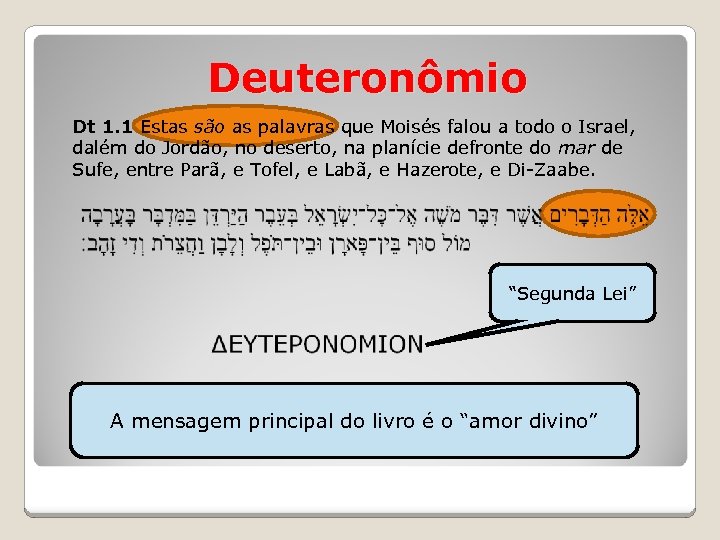 Deuteronômio Dt 1. 1 Estas são as palavras que Moisés falou a todo o