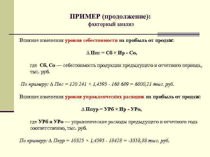 Изменение прибыли от продаж