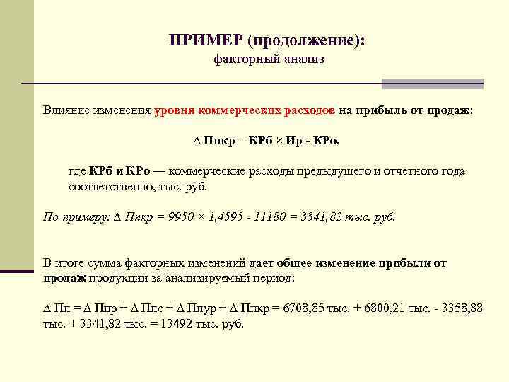 Изменение прибыли от продаж