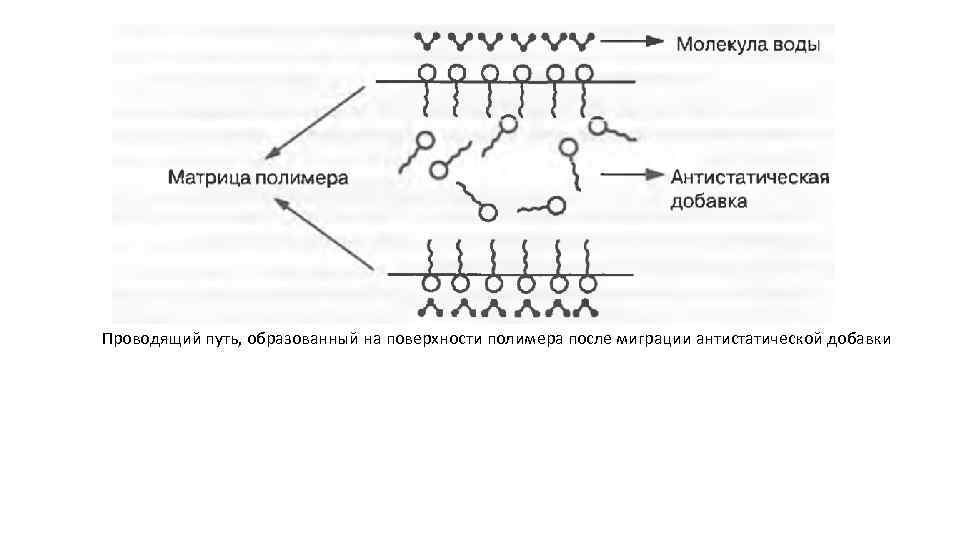 Проводящий путь, образованный на поверхности полимера после миграции антистатической добавки 