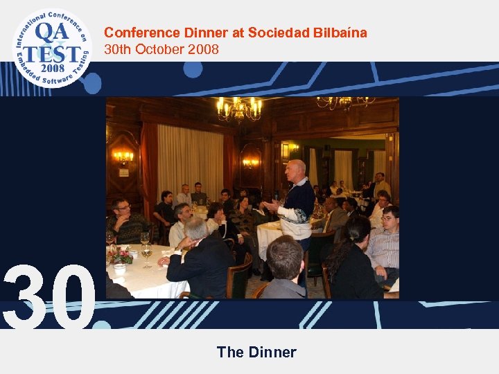 30 Conference Dinner at Sociedad Bilbaína 30 th October 2008 The Dinner 