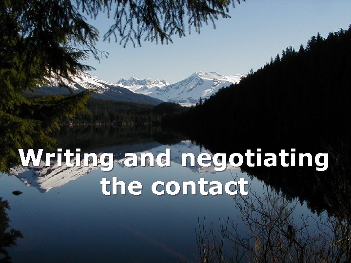 Writing and negotiating the contact 