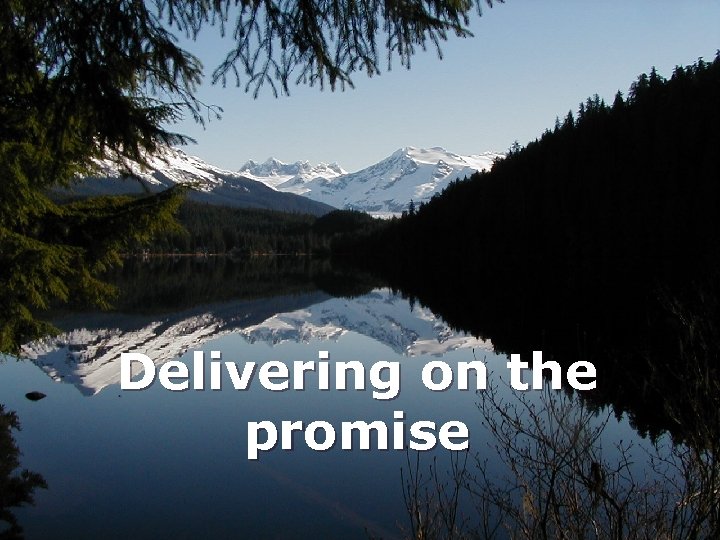 Delivering on the promise 