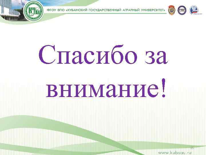 Спасибо за внимание! 15 