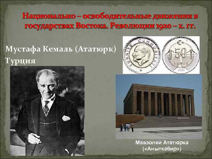 Национально – освободительные движения в государствах Востока. Революции 1920 – х. гг. Мустафа Кемаль