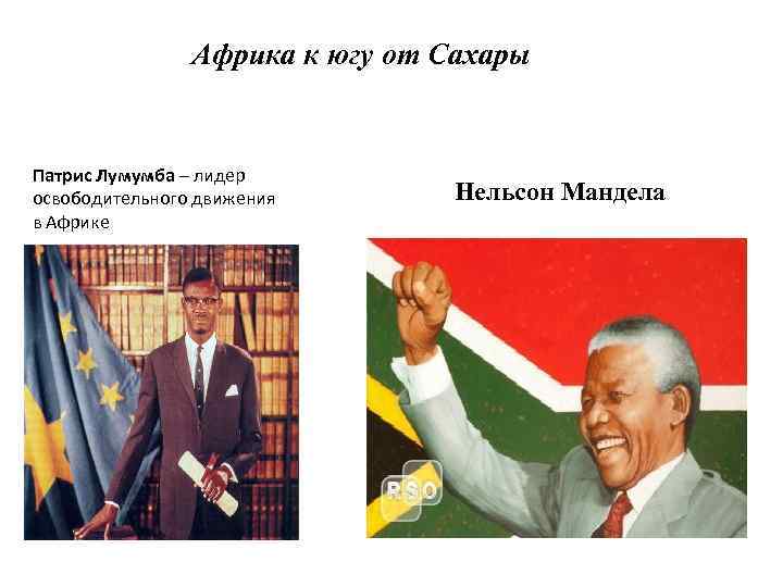 Африка к югу от Сахары Патрис Лумумба – лидер освободительного движения в Африке Нельсон