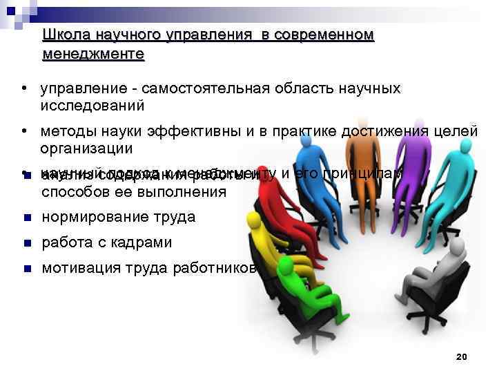 Школа научного управления в современном менеджменте • управление - самостоятельная область научных исследований •
