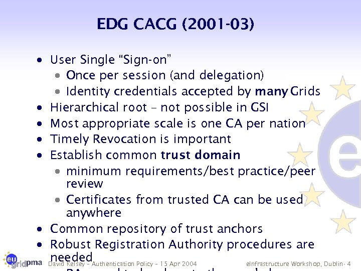 EDG CACG (2001 -03) · User Single “Sign-on” · Once per session (and delegation)