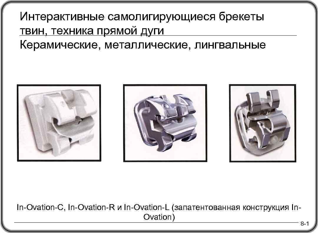 Интерактивные самолигирующиеся брекеты твин, техника прямой дуги Керамические, металлические, лингвальные In-Ovation-C, In-Ovation-R и In-Ovation-L