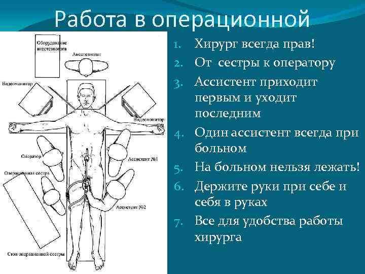 Работа в операционной 1. Хирург всегда прав! 2. От сестры к оператору 3. Ассистент
