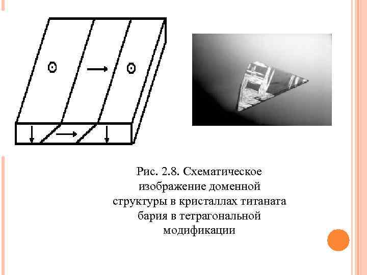 Рис. 2. 8. Схематическое изображение доменной структуры в кристаллах титаната бария в тетрагональной модификации