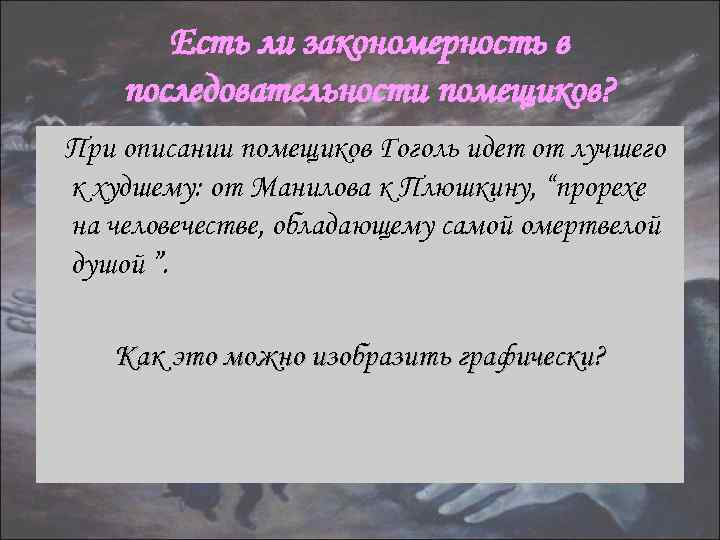 Есть ли закономерность в последовательности помещиков? При описании помещиков Гоголь идет от лучшего к