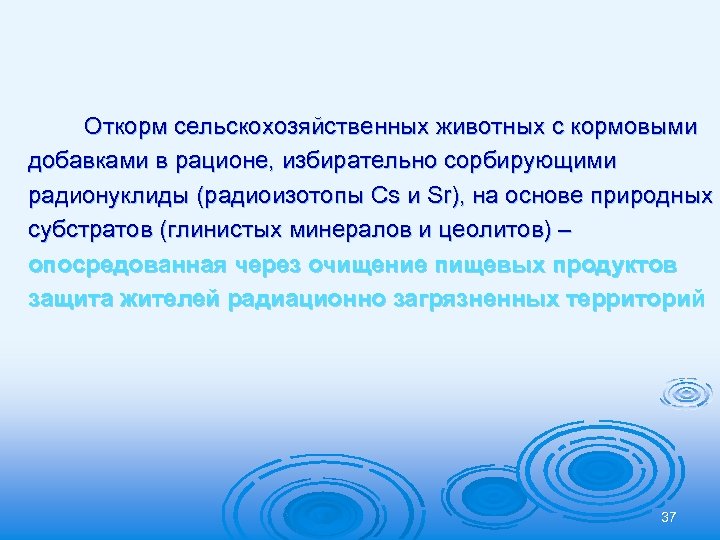 Откорм сельскохозяйственных животных с кормовыми добавками в рационе, избирательно сорбирующими радионуклиды (радиоизотопы Cs и