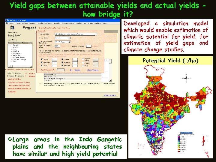 Yield gaps between attainable yields and actual yields how bridge it? Developed a simulation