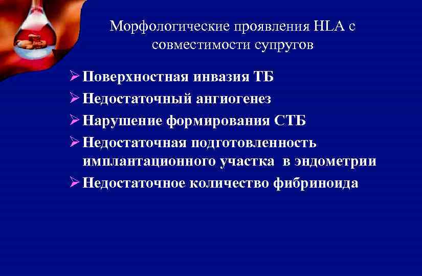Морфологические проявления НLA c совместимости супругов Ø Поверхностная инвазия ТБ Ø Недостаточный ангиогенез Ø