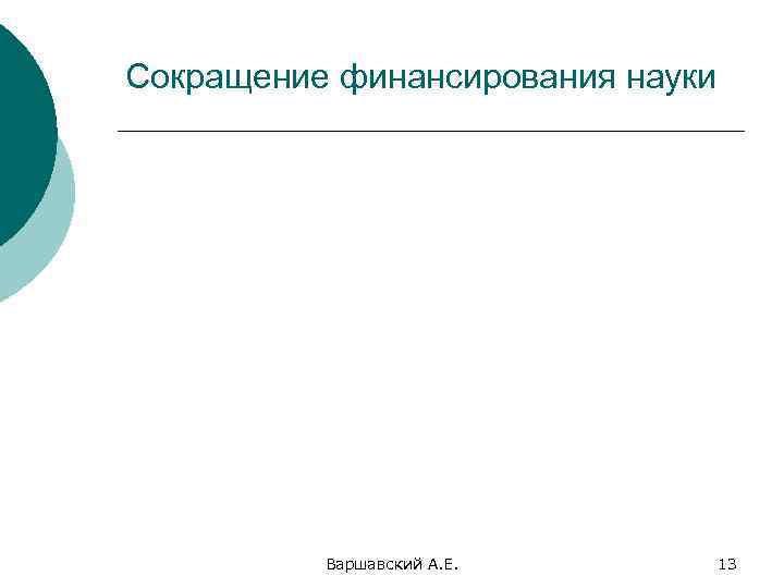 Сокращение финансирования науки Варшавский А. Е. 13 