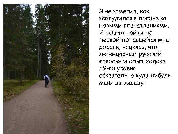 Я не заметил, как заблудился в погоне за новыми впечатлениями. И решил пойти по