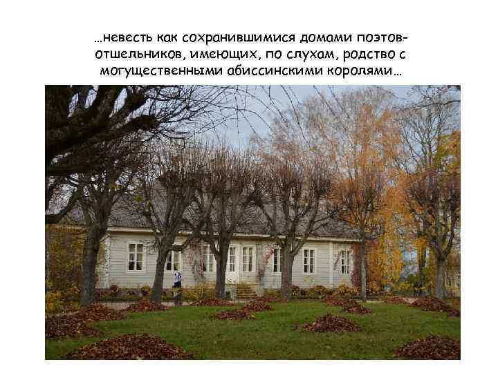 …невесть как сохранившимися домами поэтовотшельников, имеющих, по слухам, родство с могущественными абиссинскими королями… 