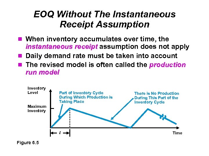 EOQ Without The Instantaneous Receipt Assumption When inventory accumulates over time, the instantaneous receipt