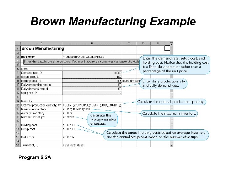 Brown Manufacturing Example Program 6. 2 A 