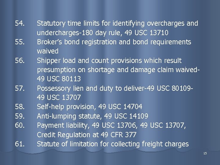 54. 55. 56. 57. 58. 59. 60. 61. Statutory time limits for identifying overcharges