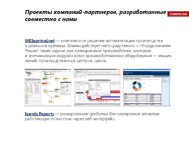 Проекты компаний-партнеров, разработанные совместно с нами MEScontrol. net — комплексное решение автоматизации производства в