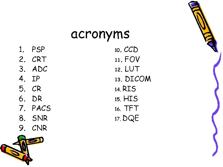 acronyms 1. 2. 3. 4. 5. 6. 7. 8. 9. PSP CRT ADC IP