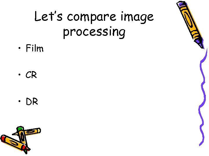 Let’s compare image processing • Film • CR • DR 