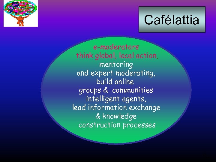 Cafélattia e-moderators think global, local action, mentoring and expert moderating, build online groups &
