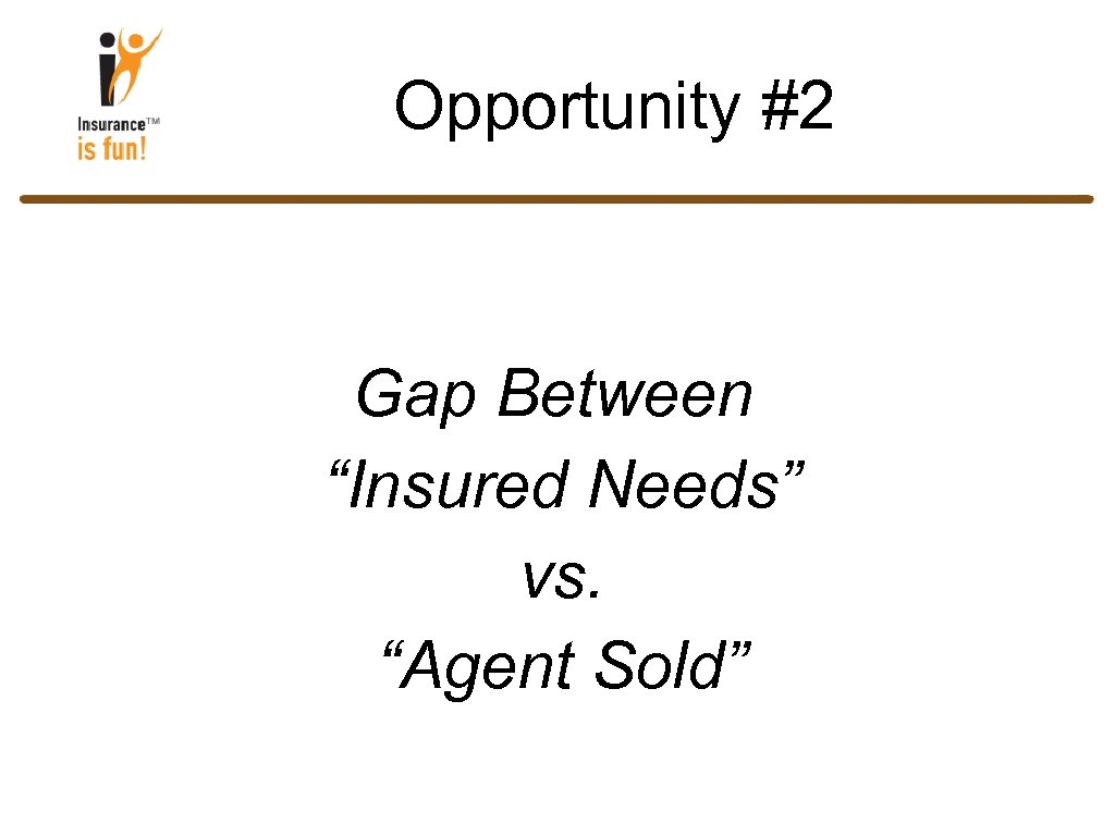 Opportunity #2 Gap Between “Insured Needs” vs. “Agent Sold” 