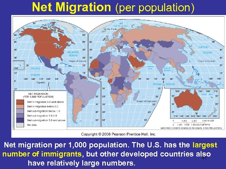 Net Migration (per population) Net migration per 1, 000 population. The U. S. has