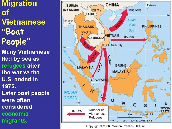 Migration of Vietnamese “Boat People” Many Vietnamese fled by sea as refugees after the