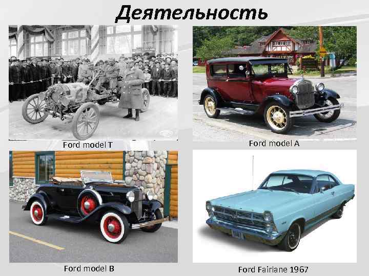 Деятельность Ford model Т Ford model A Ford model B Ford Fairlane 1967 