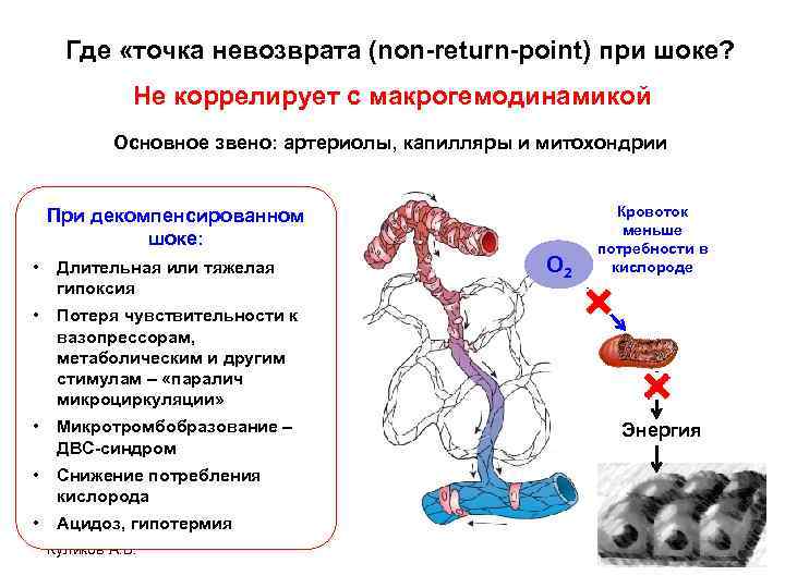 Где «точка невозврата (non-return-point) при шоке? Не коррелирует с макрогемодинамикой Основное звено: артериолы, капилляры