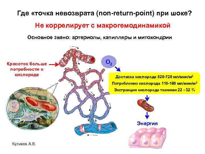 Где «точка невозврата (non-return-point) при шоке? Не коррелирует с макрогемодинамикой Основное звено: артериолы, капилляры