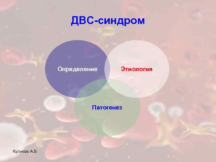 ДВС-синдром Определение Этиология Патогенез Куликов А. В. 