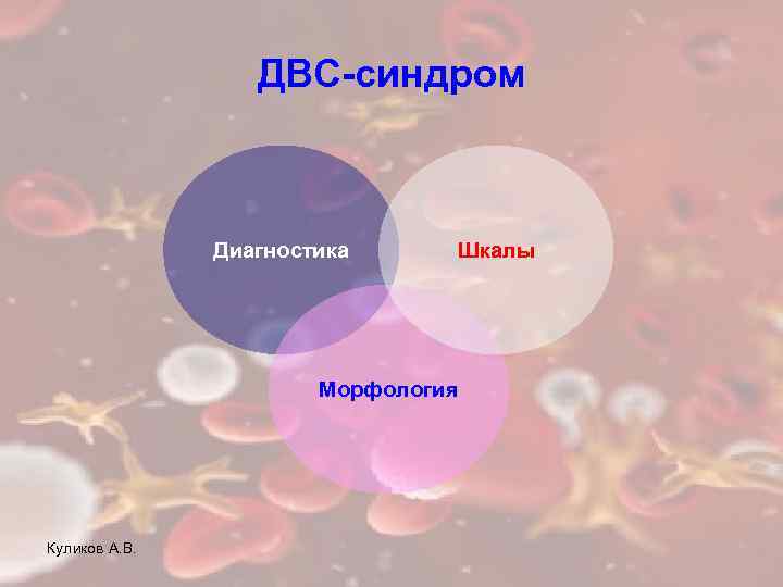 ДВС-синдром Диагностика Шкалы Морфология Куликов А. В. 