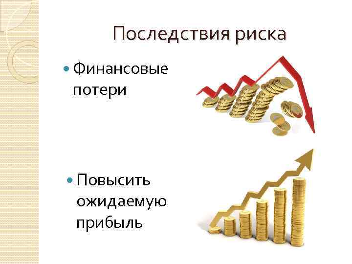 Последствия риска Финансовые потери Повысить ожидаемую прибыль 