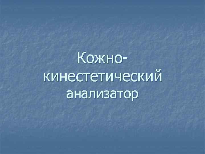 Кожнокинестетический анализатор 