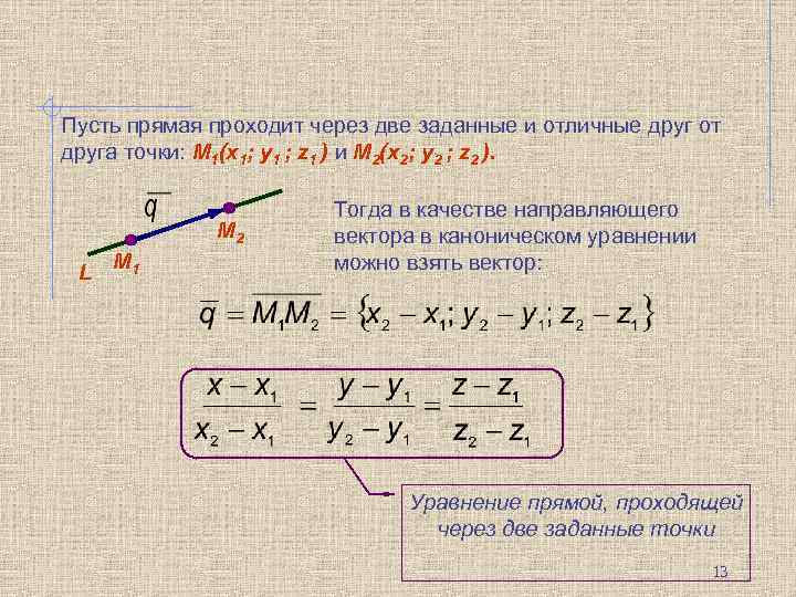 Пусть прямая проходит через две заданные и отличные друг от друга точки: М 1(х1;