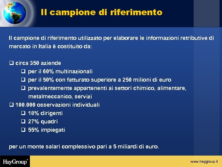 Il campione di riferimento utilizzato per elaborare le informazioni retributive di mercato in Italia