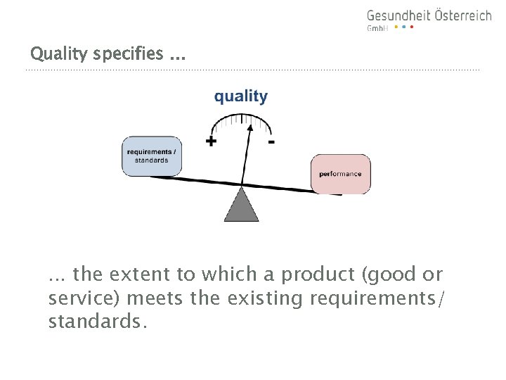 Quality specifies … . . . the extent to which a product (good or