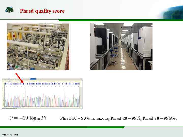 Phred quality score Phred 10 = 90% точность, Phred 20 = 99%, Phred 30