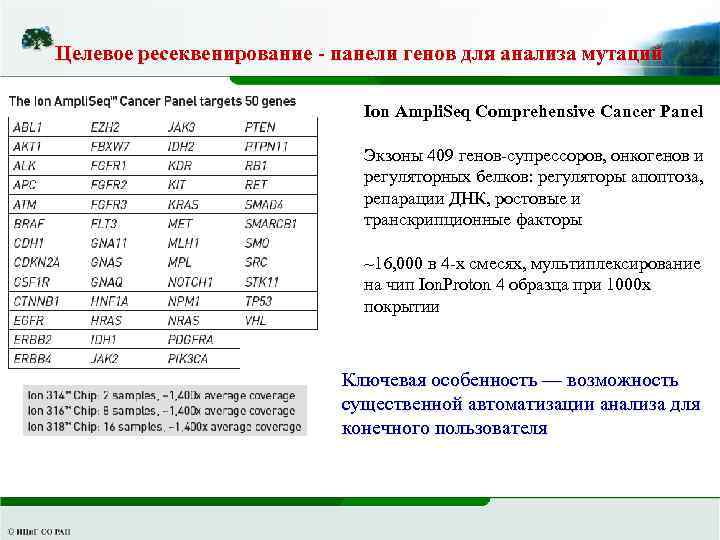 Целевое ресеквенирование - панели генов для анализа мутаций Ion Ampli. Seq Comprehensive Cancer Panel