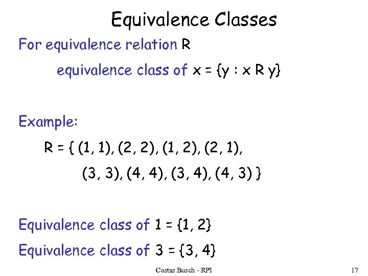 how to find equivalence classes of a relation