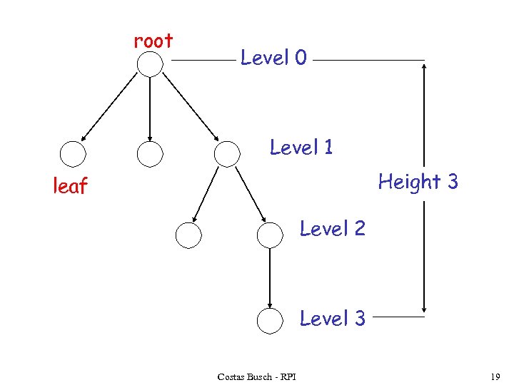 root Level 0 Level 1 Height 3 leaf Level 2 Level 3 Costas Busch