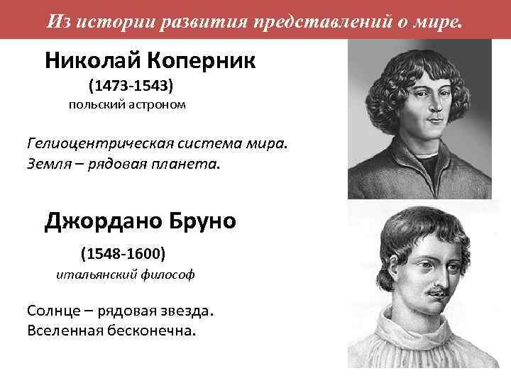 Из истории развития представлений о мире. Николай Коперник (1473 -1543) польский астроном Гелиоцентрическая система